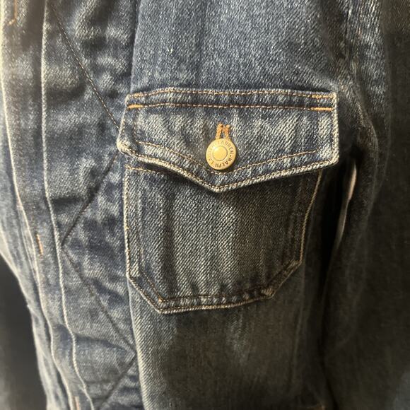 Ralph Lauren Vintage Denim Long Coat Button Front Small Collared - Picture 3 of 9